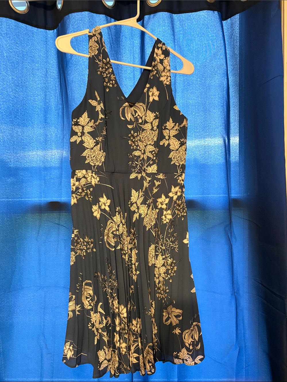 Banana Republic Black Dress with Gold Floral Print